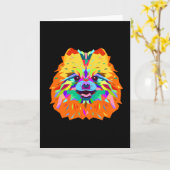 ポメラニア犬パピーWpapアポップ・アートのート カード (黄色い花)