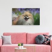 ポメラニア犬パンティング キャンバスプリント (インサイチュ (リビング))