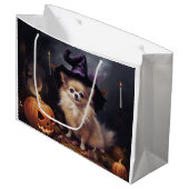 ポメラニア犬パンプキンズハロウィンホラー ラージペーパーバッグ (正面アングル)