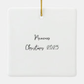 ポメラニア犬パーソナライズされたがサンタハットを着ている セラミックオーナメント (裏面)