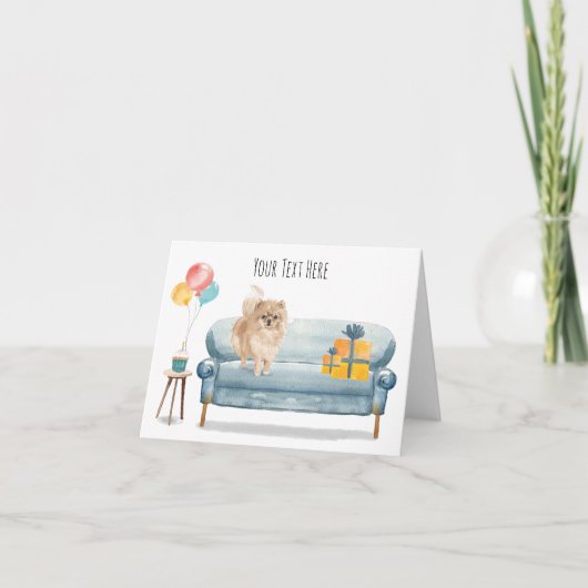 ポメラニア犬パーソナライズされたグリーティングカード サンキューカード (正面)