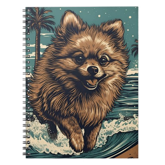 ポメラニア犬ビーチ ノートブック (正面)