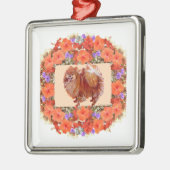 ポメラニア犬フローラ メタルオーナメント (左)