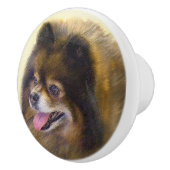 ポメラニア犬ブラックアン絵画ドタンのオリジナルドッグアート セラミックノブ (右)