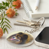 ポメラニア犬ブラック&タン絵画ズオリジナルドッグアート キーホルダー (正面右)