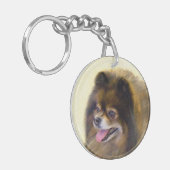 ポメラニア犬ブラック&タン絵画ズオリジナルドッグアート キーホルダー (正面左)