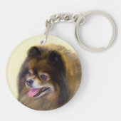 ポメラニア犬ブラック&タン絵画ズオリジナルドッグアート キーホルダー (裏面)