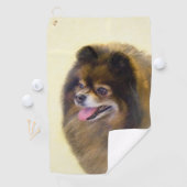 ポメラニア犬ブラック&タン絵画ズオリジナルドッグアート ゴルフタオル (インサイチュ)