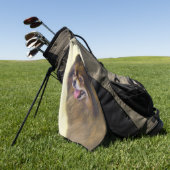 ポメラニア犬ブラック&タン絵画ズオリジナルドッグアート ゴルフタオル (グリーン)