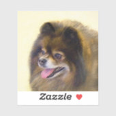 ポメラニア犬ブラック&タン絵画ズオリジナルドッグアート シール (シート)