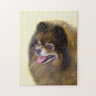 ポメラニア犬ブラック&タン絵画ズオリジナルドッグアート ジグソーパズル