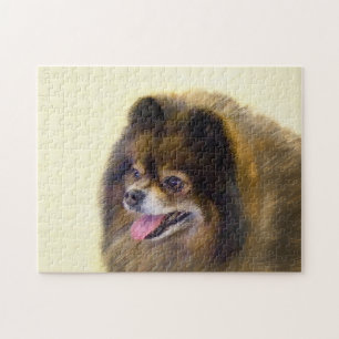 ポメラニア犬ブラック&タン絵画ズオリジナルドッグアート ジグソーパズル