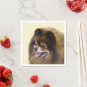 ポメラニア犬ブラック&タン絵画ズオリジナルドッグアート スタンダードカクテルナプキン (インサイチュ)