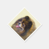 ポメラニア犬ブラック&タン絵画ズオリジナルドッグアート スタンダードカクテルナプキン (角)