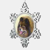 ポメラニア犬ブラック&タン絵画ズオリジナルドッグアート スノーフレークピューターオーナメント (右)