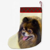 ポメラニア犬ブラック&タン絵画ズオリジナルドッグアート スモールクリスマスストッキング (裏面)