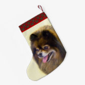 ポメラニア犬ブラック&タン絵画ズオリジナルドッグアート スモールクリスマスストッキング (裏面 (吊り時))