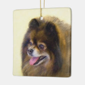 ポメラニア犬ブラック&タン絵画ズオリジナルドッグアート セラミックオーナメント (左)