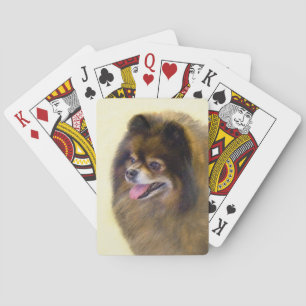 ポメラニア犬ブラック&タン絵画ズオリジナルドッグアート トランプ