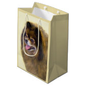 ポメラニア犬ブラック&タン絵画ズオリジナルドッグアート ミディアムペーパーバッグ (裏面アングル)