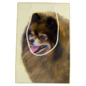 ポメラニア犬ブラック&タン絵画ズオリジナルドッグアート ミディアムペーパーバッグ (裏面)