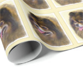 ポメラニア犬ブラック&タン絵画ズオリジナルドッグアート ラッピングペーパー (ロールコーナー)