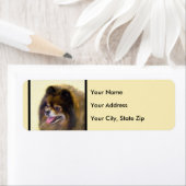 ポメラニア犬ブラック&タン絵画ズオリジナルドッグアート ラベル (インサイチュ)