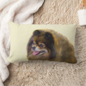 ポメラニア犬ブラック&タン絵画ズオリジナルドッグアート ランバークッション (ブランケット)