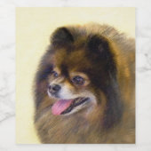 ポメラニア犬ブラック&タン絵画ズオリジナルドッグアート ワインラベル (シングルラベル)