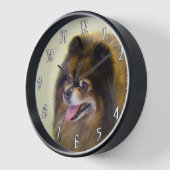 ポメラニア犬ブラック&タン絵画ズオリジナルドッグアート 壁時計 (傾斜)