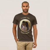 ポメラニア犬ブラック&タン絵画ズオリジナルドッグアート Tシャツ (正面フル)