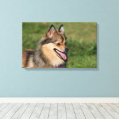 ポメラニア犬ヘッドショットパンティング キャンバスプリント (インサイチュ (ウッドフロア))