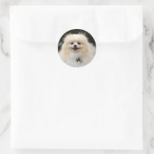 ポメラニア犬ヘッドショット1 ラウンドシール (バッグ)