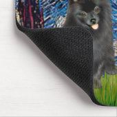 ポメラニア犬ペア(B+W) – 星空の夜 マウスパッド (コーナー)