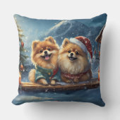 ポメラニア犬ホリデーデザインバイリッチアメンギル クッション (正面)