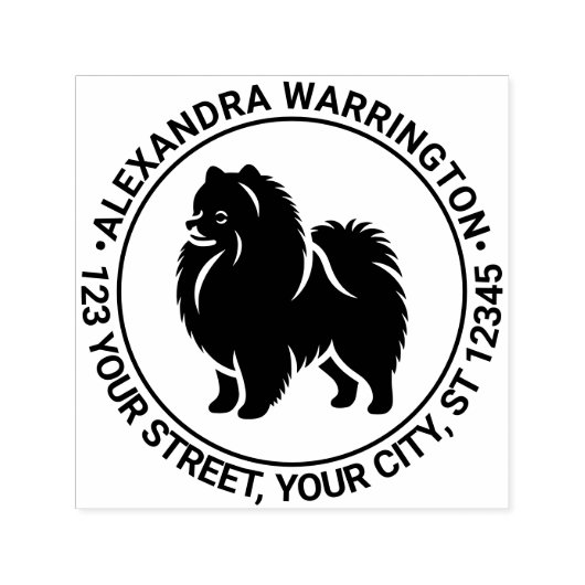 ポメラニア犬ポムドッグスタンドシルネームRetアドレス セルフインキングスタンプ (デザイン)