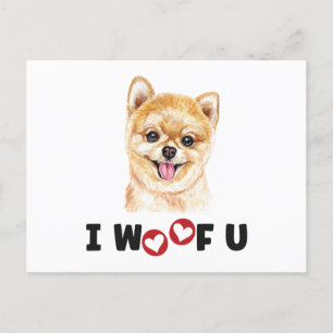 ポメラニア犬ポムドッグI Woof You インビテーションポストカード