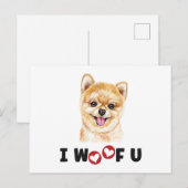 ポメラニア犬ポムドッグI Woof You インビテーションポストカード (正面/裏面)