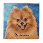 ポメラニア犬ポートレートの抽象芸術背景 タイル (正面)