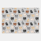 ポメラニア犬ポープリントとドッグボーン ラッピングペーパーシート (正面3)