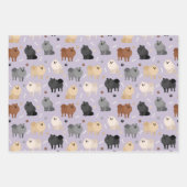 ポメラニア犬ポープリントとドッグボーン ラッピングペーパーシート (正面2)