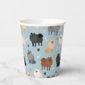 ポメラニア犬ポープリントとドッグボーン 紙コップ (左)