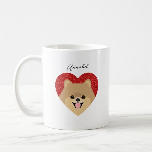 ポメラニア犬マグス コーヒーマグカップ (左)