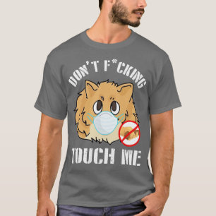 ポメラニア犬マスク付き顔犬が私を強打しない Tシャツ
