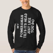 ポメラニア犬ママパパおもしろい犬恋人レディメンメンキッズ Tシャツ (正面)