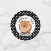 ポメラニア犬ママpomママ（オレンジ赤）かわいい犬ママ コンフェッティ (スモール正面)