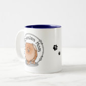 ポメラニア犬ママpomママ(オレンジ赤)かわいい犬ママ ツートーンマグカップ (正面左)