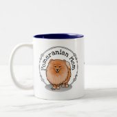 ポメラニア犬ママpomママ(オレンジ赤)かわいい犬ママ ツートーンマグカップ (左)