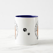 ポメラニア犬ママpomママ(オレンジ赤)かわいい犬ママ ツートーンマグカップ (中央)