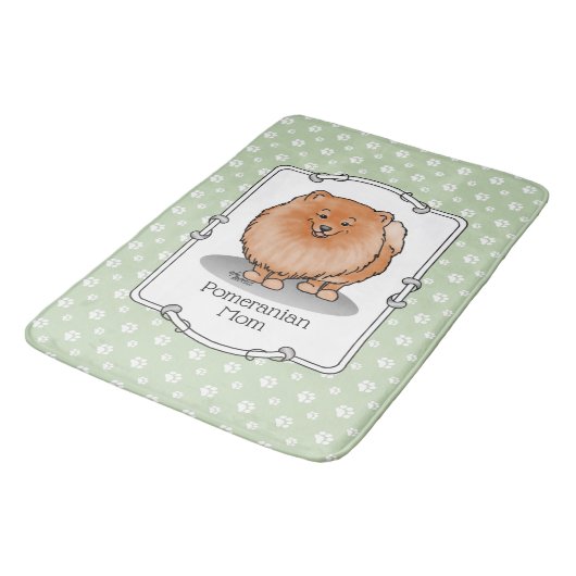 ポメラニア犬ママpomママ（オレンジ赤）かわいい犬ママ バスマット (アングル)